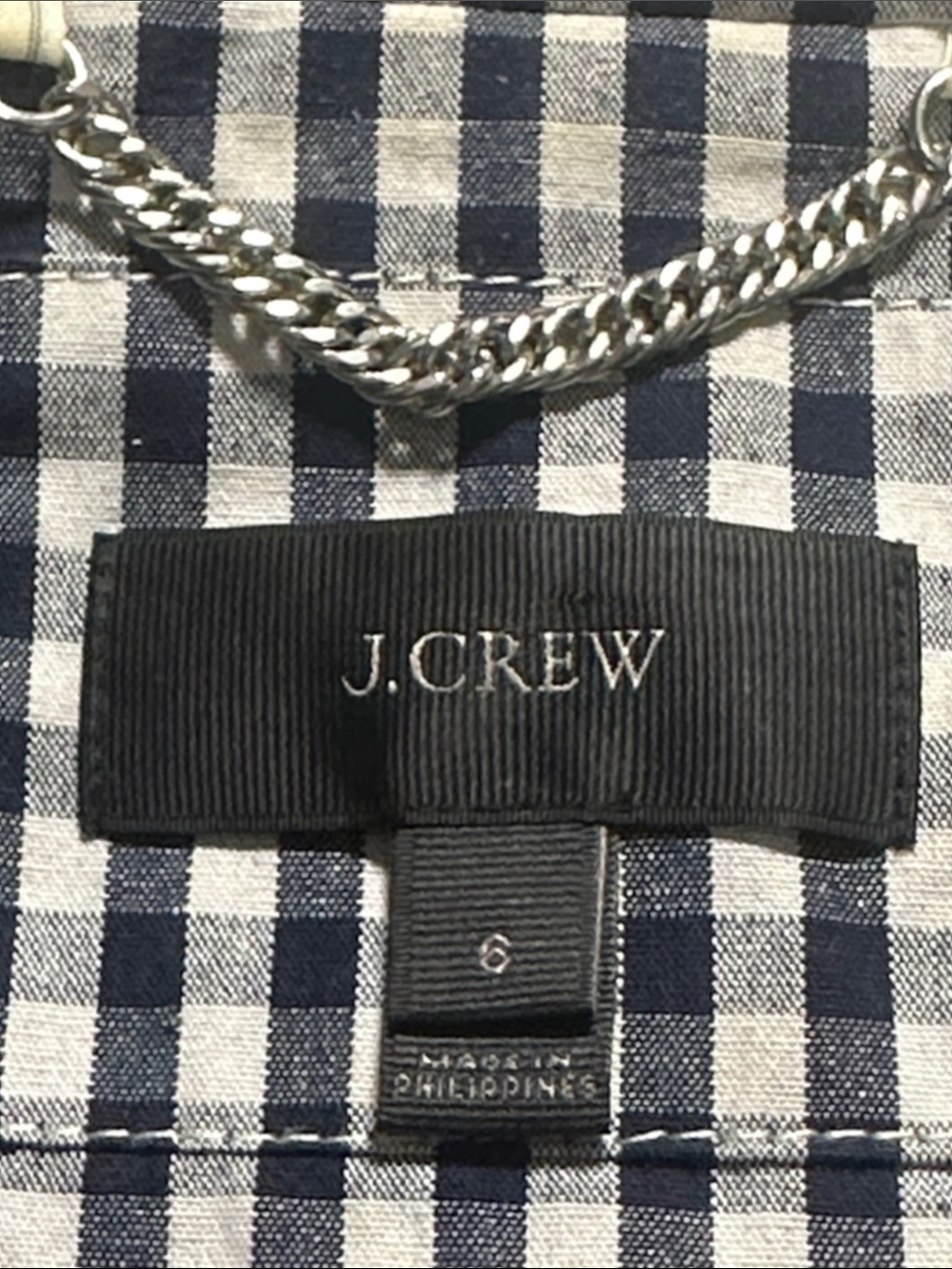 🚨 J.Crew Navy Gingham Cropped Moto Jacket Sz 6 EUC ✨ - Picture 2 of 8